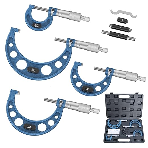 HDLNKAK Outside Micrometer Set, 0-4" Machinist Micrometer, 0.0001" Graduation