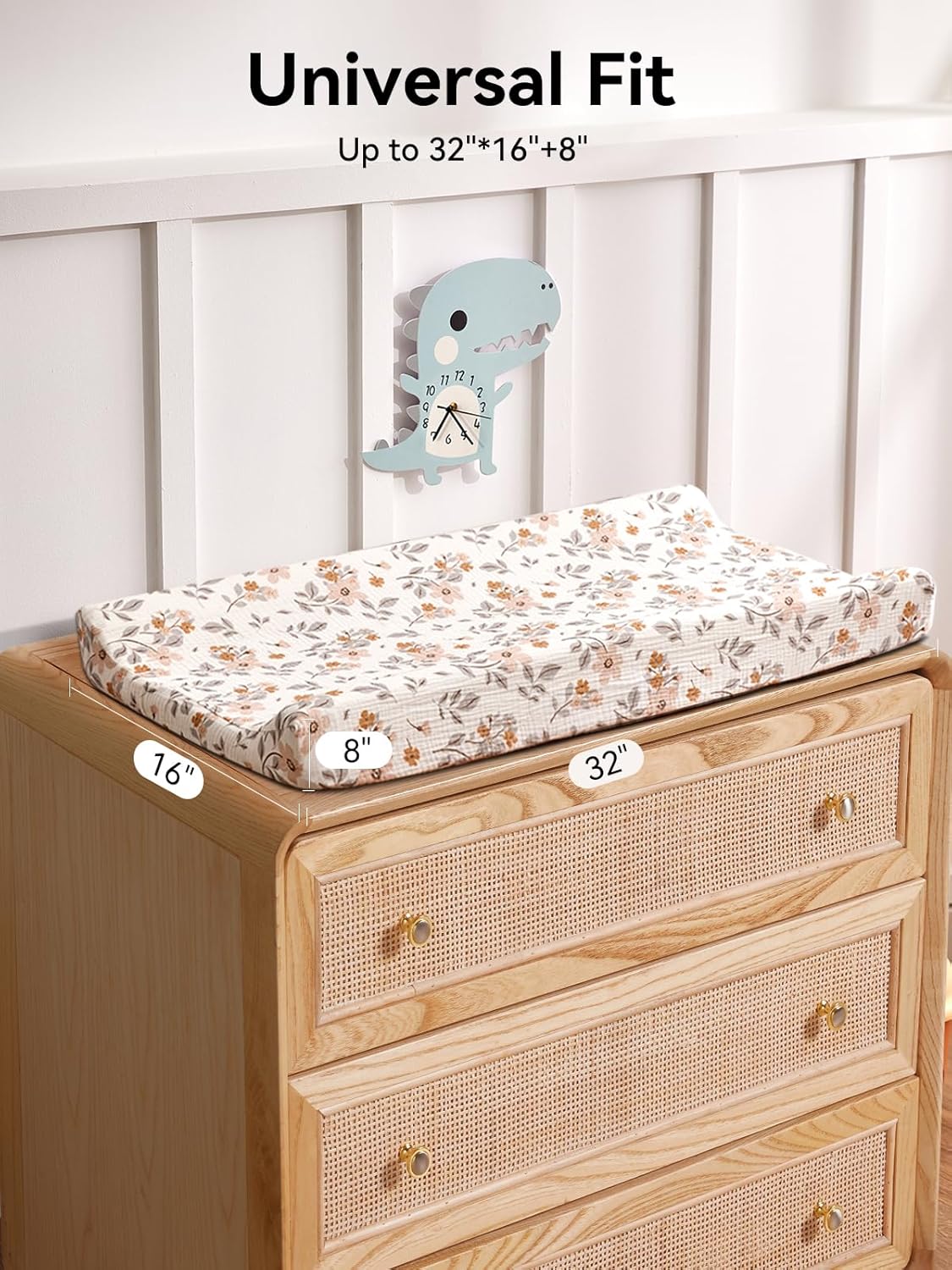 TILLYOU Muslin Changing Pad Cover for Baby Girls Boys, Soft and Breathable Cotton Diaper Changing Table Cover, 2 Pack(Yellow Flower)