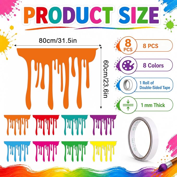 8 PCS Art Themed Party Table Skirt Back to School Felt Table Skirts Colorful
