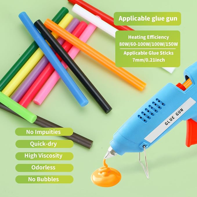 MATUFF Colored Hot Glue Sticks Mini 0.27" x 4" Most Popular 12 Colors EVA Hot