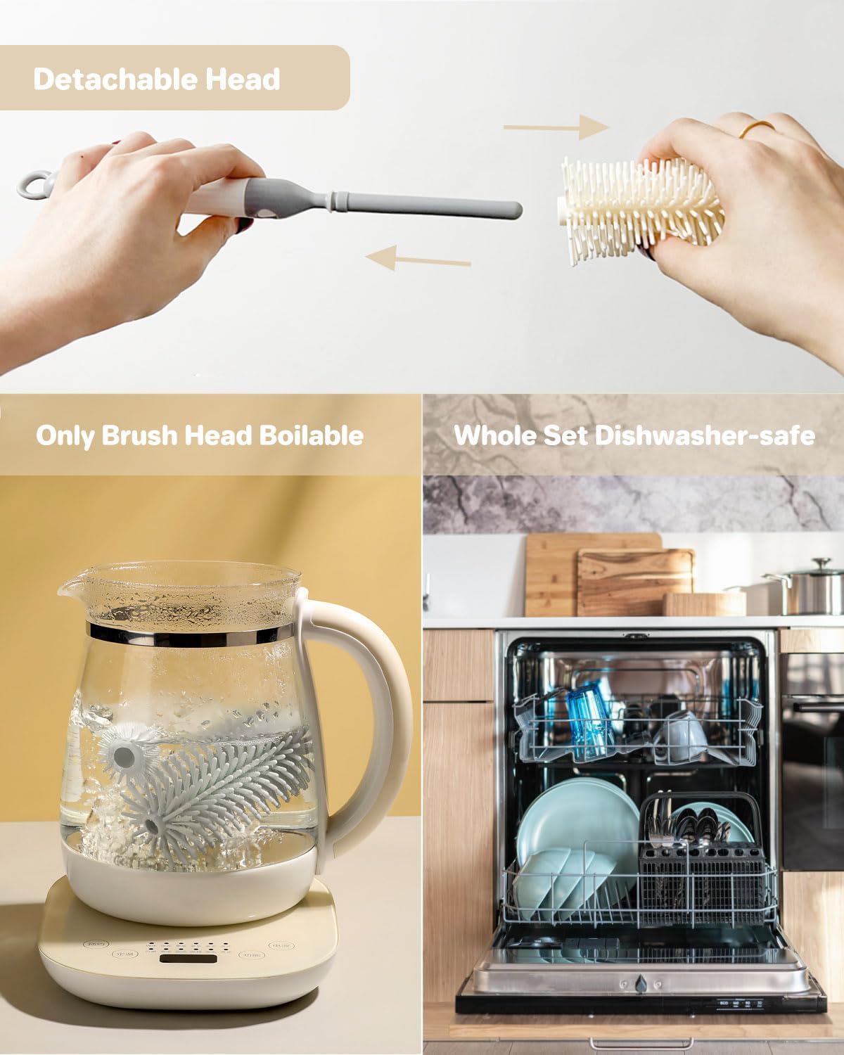 Travel Bottle Cleaner Kit, 6-in-1 Baby Bottle Brush with Silicone Bottle Brush, Nipple Brush, Straw Brush, Drying Rack, Dispenser, Organizer, Baby Travel Essential, Gifts for New Mom - Green