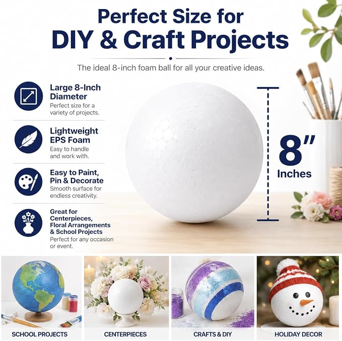 Evershine 2 Pack 8 Inch Craft Foam Ball
