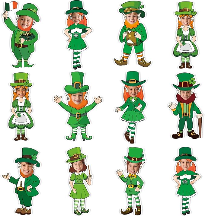 OBUSATT 60 Pcs St. Patrick's Day Leprechaun Theme Cutouts March Bulletin Board