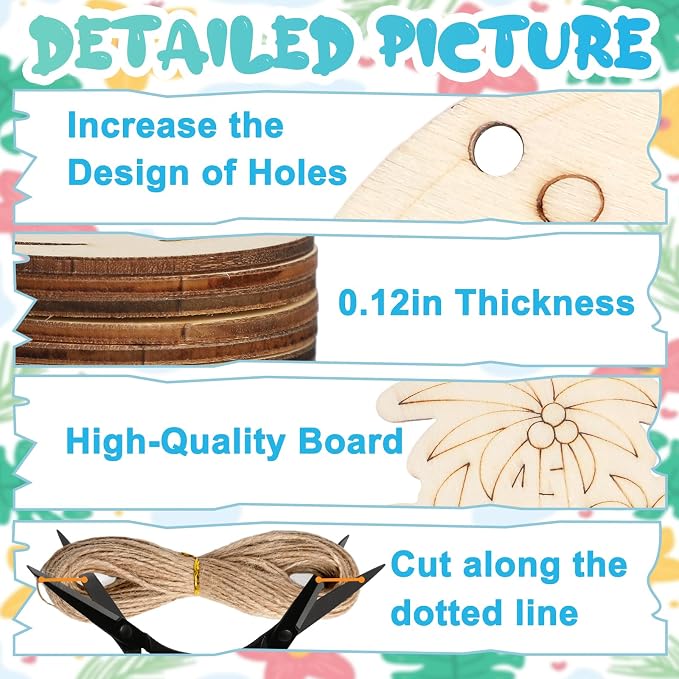 80PCS Unfinished Ornament Wood Crafts, Painting Blank Wooden Cutouts | DIY 10