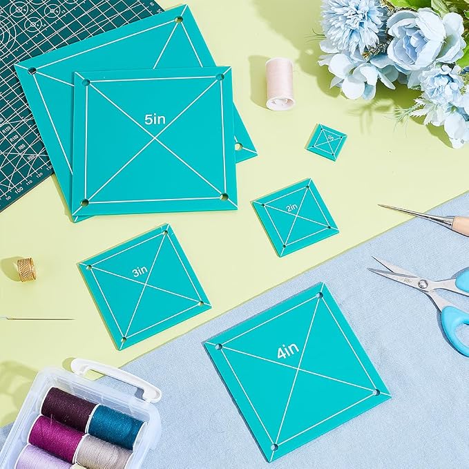 6 PCS 6 Size Acrylic Square Quilting Template Set 1-6Inch Accurate Cutting