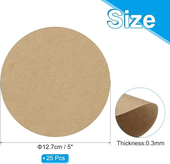 PATIKIL 5inch Circle Card Stock, Kraft Color
