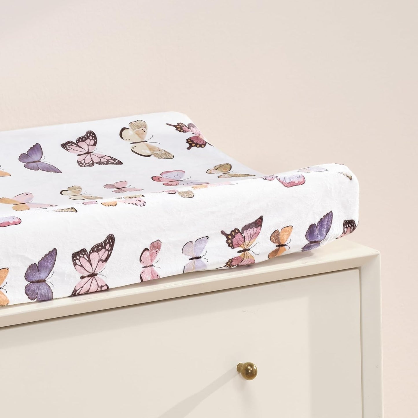 Lambs & Ivy Butterfly Dreams Soft/Cozy Fleece Changing Pad Cover - White