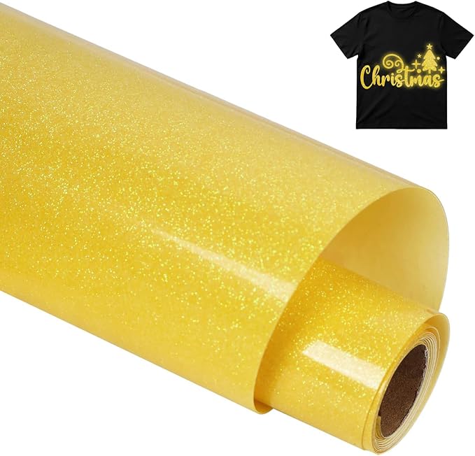 guangyintong Heat Transfer Vinyl Glow Glitter HTV Rolls, Glitter HTV Vinyl