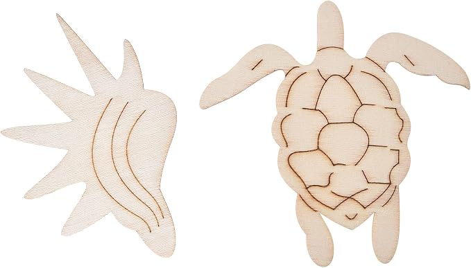 48PCS Unfinished Wood Ocean Animal Cutouts