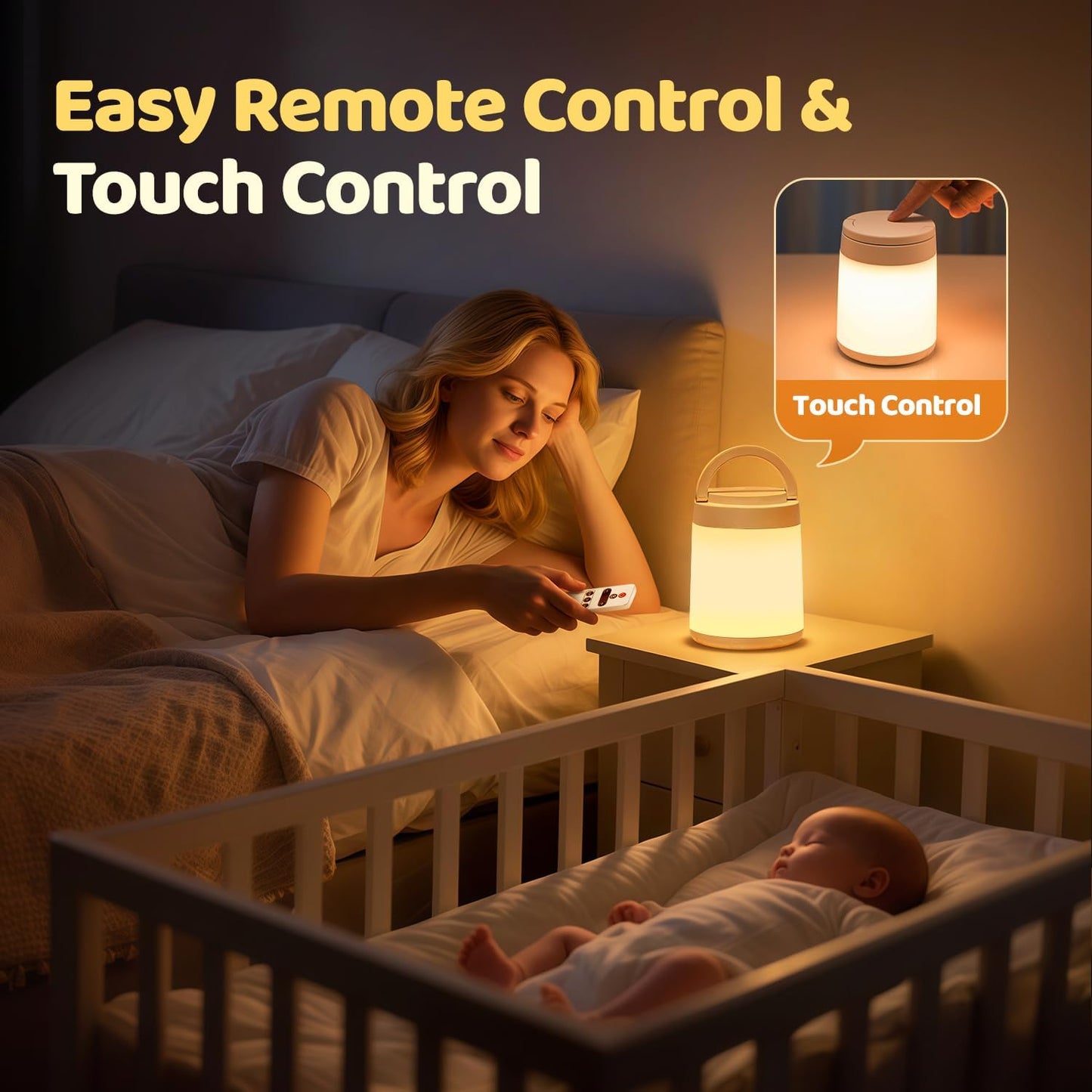 Night Light for Kids,10 Colors+8 Dimmable Baby Night Lights for Nursery Lamp,Portable+Remote+Touch Nightlight for Kids Room,1800mAh Rechargeable night light for Breastfeeding,Red Toddler Night Light