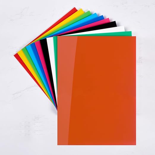 KAITELA Pack of 10 Colored Cast Acrylic Sheet 8" x 12" x 1/8" Thick |
