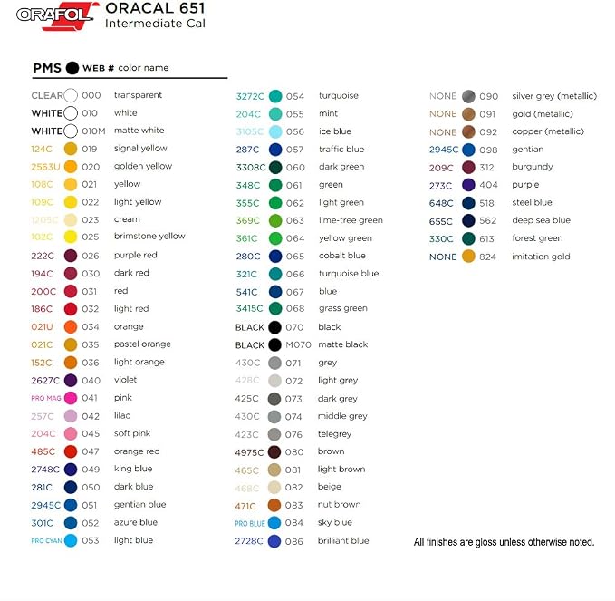 ORACAL 651 Self Adhesive Sign Vinyl 24" x 10Yd, Banners Decals Stickers