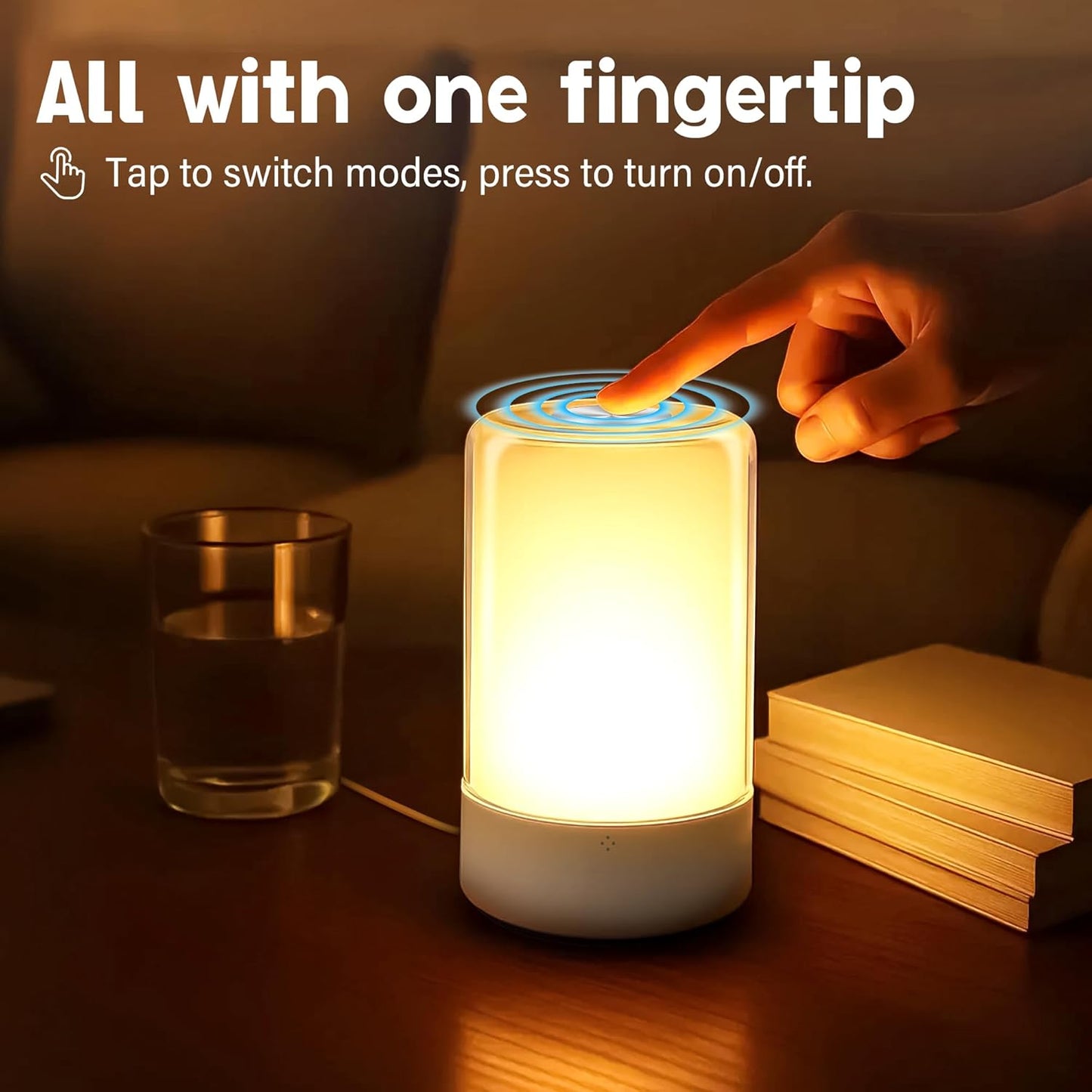 Set of 2 Small Touch Night Table Lamp for Bedroom Bedside Nightstand, Small Spaces Plug in Desk Light for Nursery/Ambient/Kids