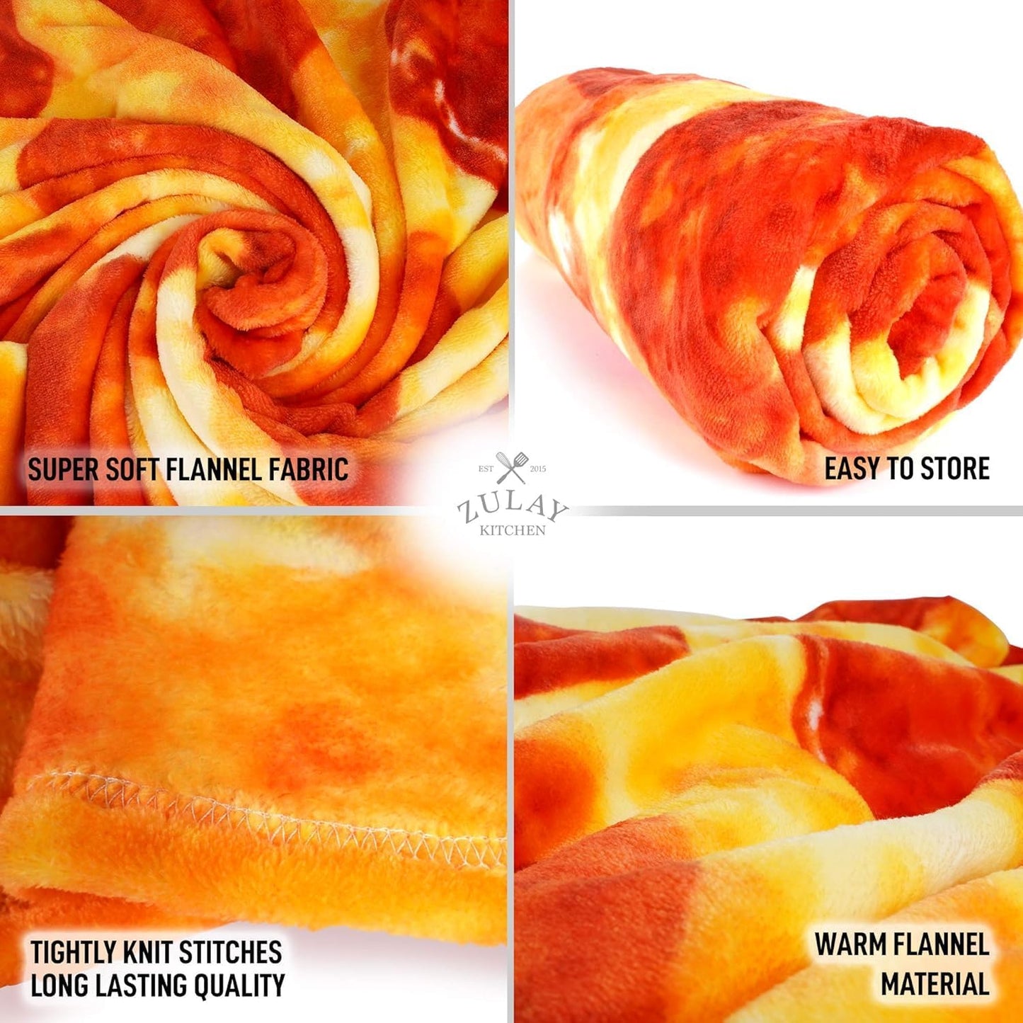 Zulay Pepperoni Pizza Blanket - Novelty Big Pizza Blanket Adult and Kids - Premium Soft Flannel Round Pepperoni Blanket for Indoors, Outdoors, Travel, Home and More, 285 GSM - 36 Inches
