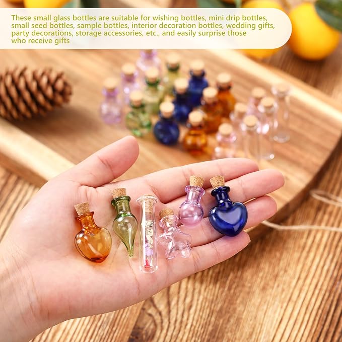 Geiserailie 80 Pieces Tiny Glass Bottles Spell Jars