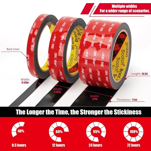 Double Sided Tape Heavy Duty, Waterproof Mounting Foam Tape, 16.5ft Length
