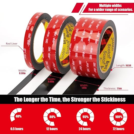 Double Sided Tape Heavy Duty, Waterproof Mounting Foam Tape, 16.5ft Length