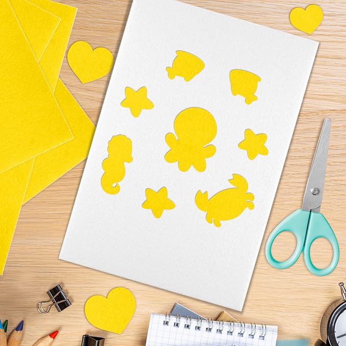 10PCS Deep Yellow Self Adhesive Felt Fabric Sheets Sticky Felt Sheets