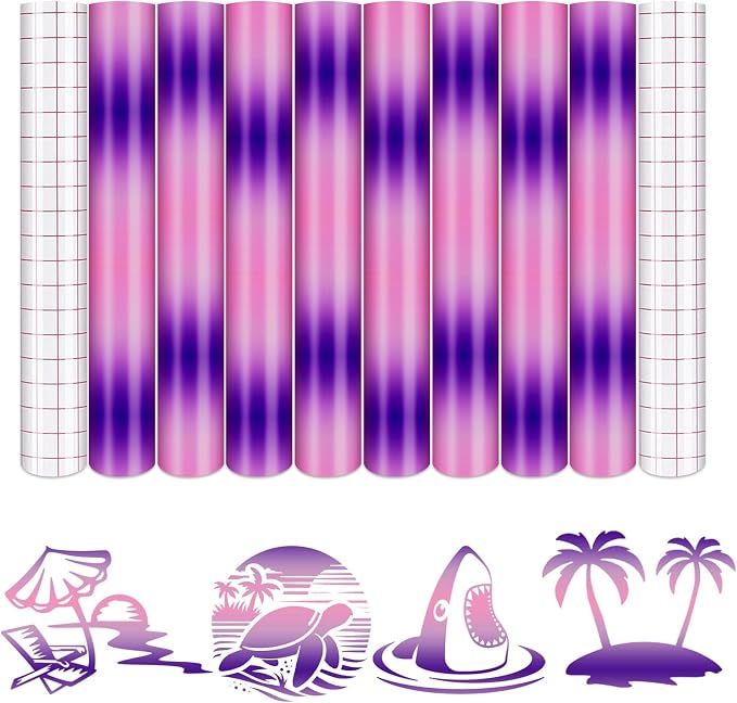 Tintnut Gradient Permanent Vinyl 8 Pcs12x10in Pink Purple Adhesive Vinyl |