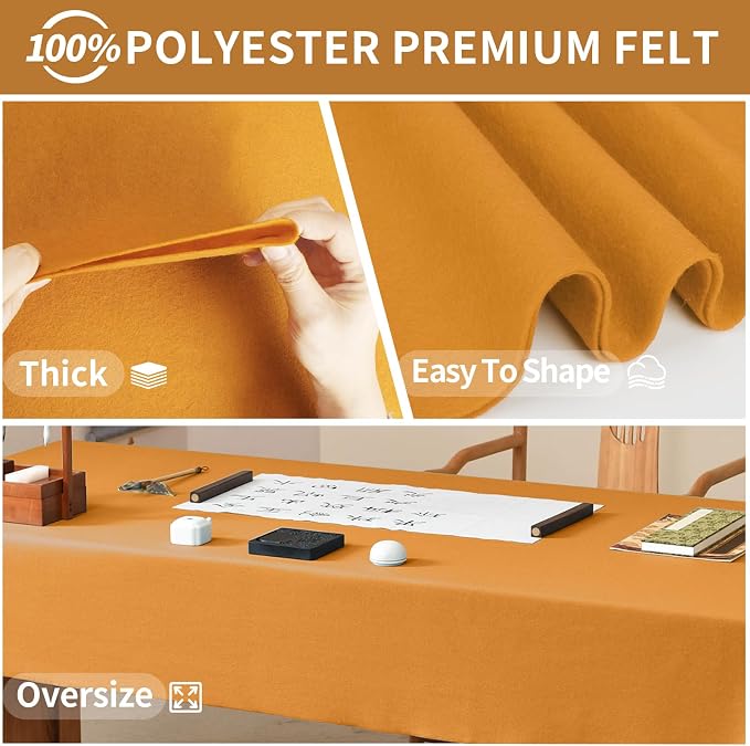 Golden Yellow Felt Fabric Sheet 108" X 36", 1.4mm Thick Large Soft Durable