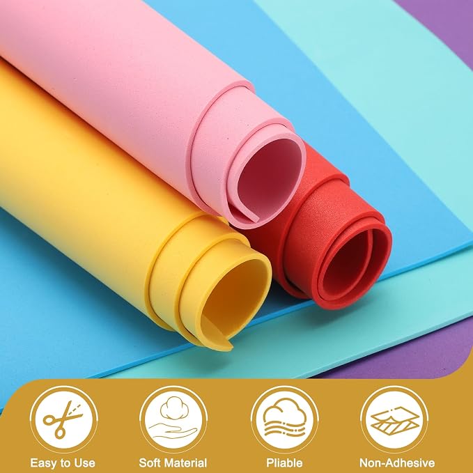 uxcell 5 Pcs Gold EVA A4 Foam Sheets Crafts, 12 x 8 Inch Foam Paper