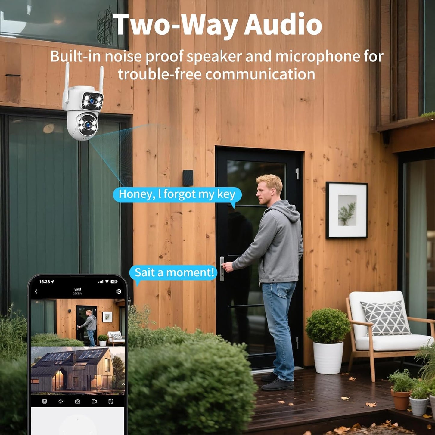 Dual-Lens Smart-Indoor Outdoor-Camera, 2K-3MP HD - 5G WiFi, 360° AI Motion Tracking IP65 Weatherproof, Color Night Vision, 24/7 Recording, 2-Way Audio, Nanny/Pet/Baby Cam (White)