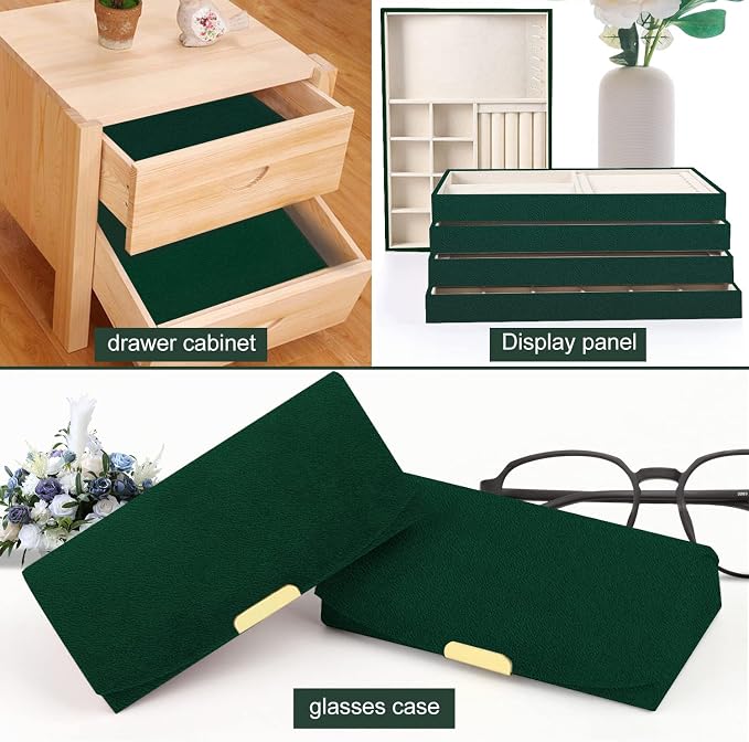 Removable Velvet Fabric Self Adhesive Felt Fabric Liner Green Velvet Drawer