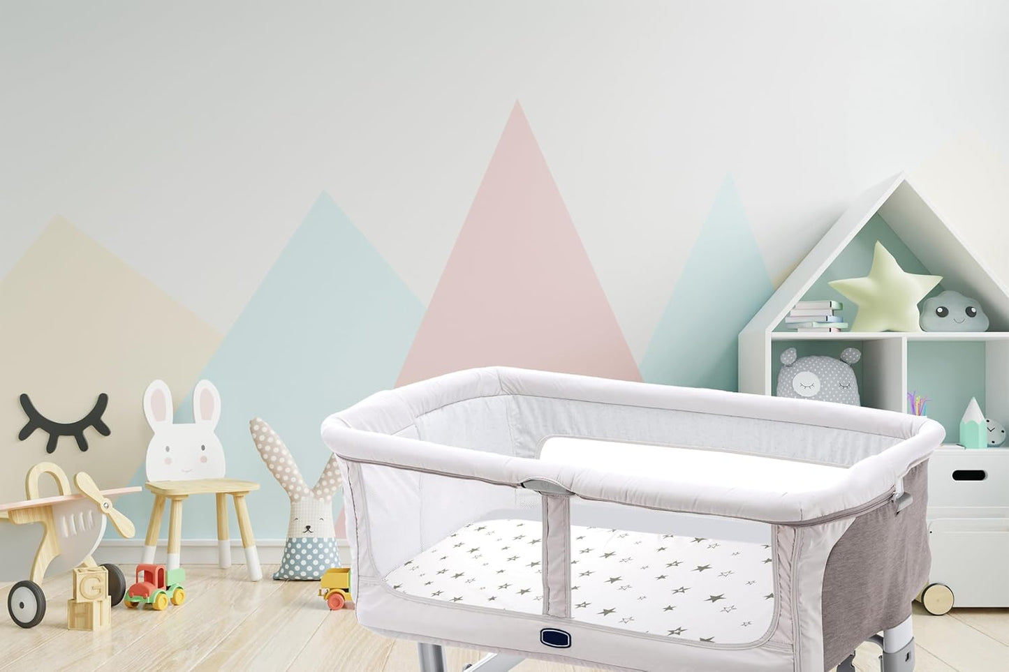 3 Pack Organic Bedside Bassinet Sheets Compatible with Mika Micky, Baby Delight, Dream On Me, AMKE and Other Bassinet Mattress Pads Size Between 17-21 in Width, 29-33 in Length, and 1.5-4 in Thick