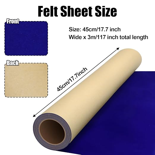 Biaungdo Self Adhesive Felt Sheets, Dark Blue Felt Sheet 17.7 x 117 Inch |