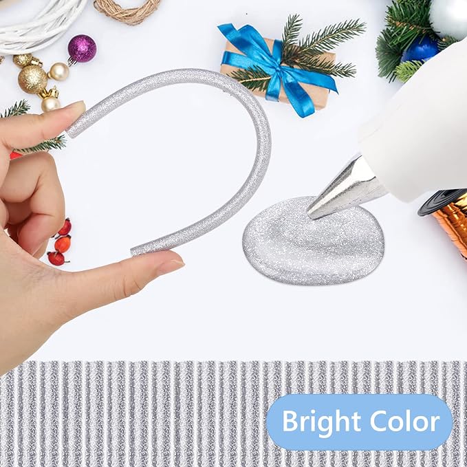 Manarty Glitter Silver Hot Glue Sticks, All Temperature Adhesive EVA Glue Sticks