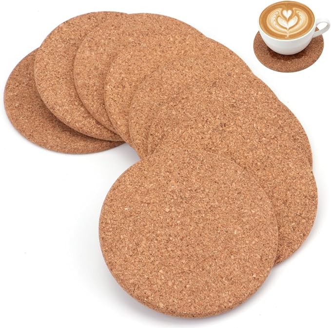 Tebery 20 Pack Cork Coasters Round, 3.9" Bar Coasters