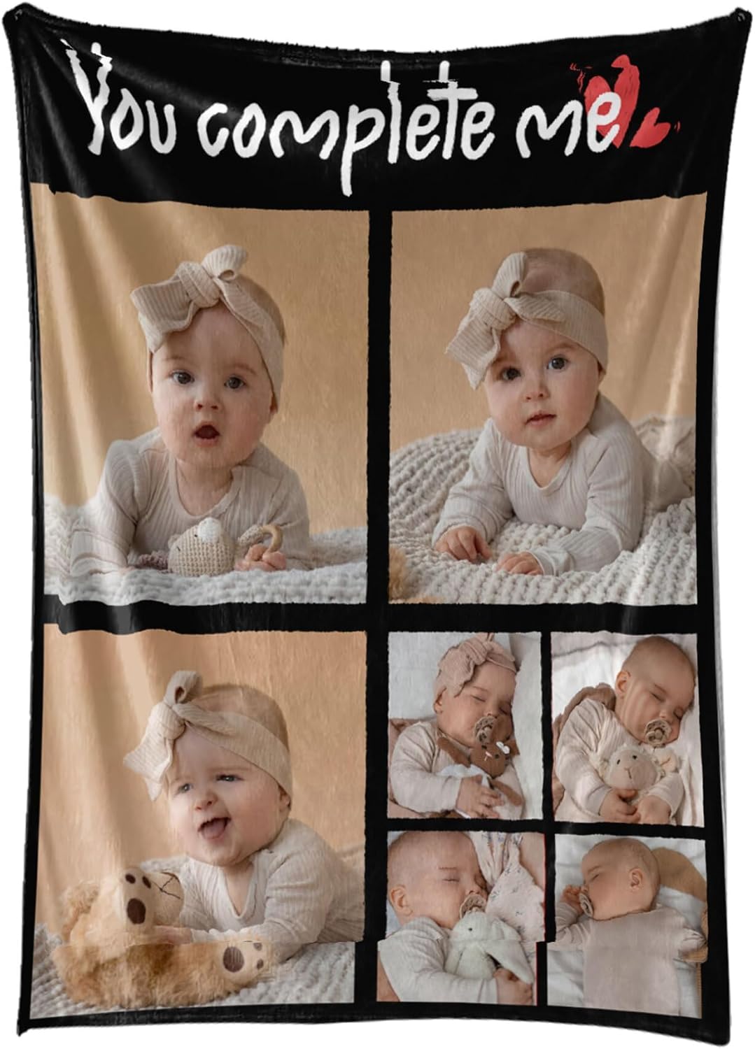 Personalized Photos Blanket Custom Blanket with Picture Text Customizable Flannel Blankets for Birthday Gift