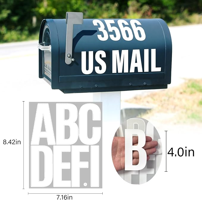 Letter Stickers, Mailbox Numbers, 4 Inch Waterproof Vinyl Alphabet | 4 Inch