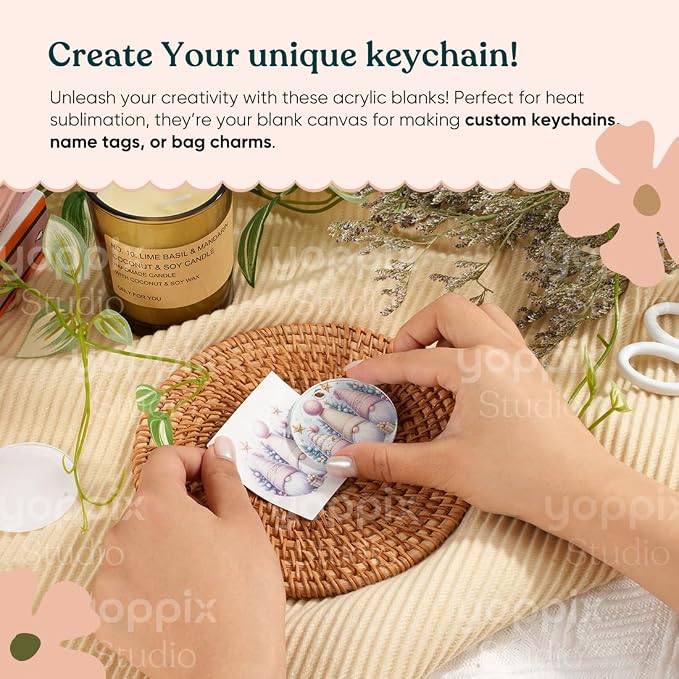 YOPPIX 90 Pcs Sublimation Acrylic Keychain Blank kit,