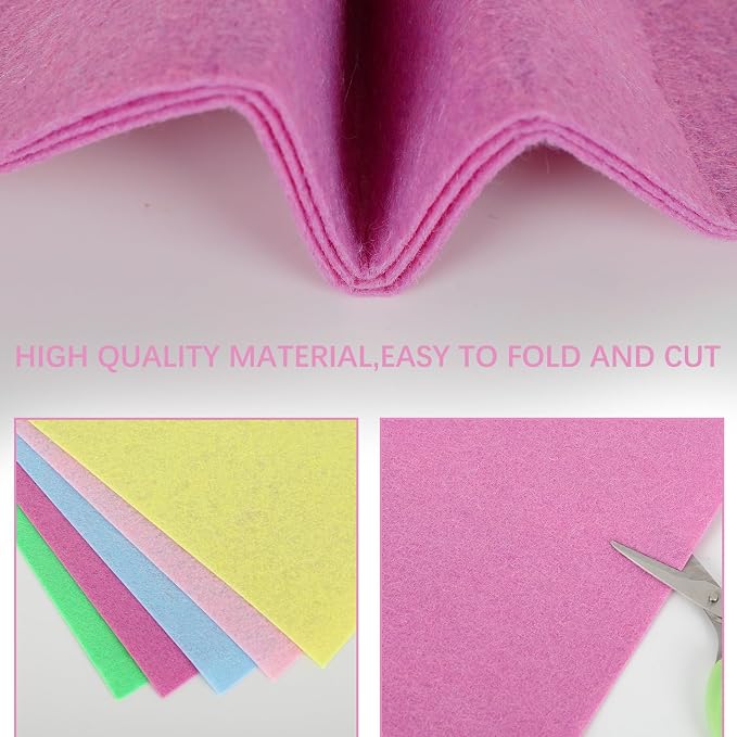 Whaline 18Pcs Pastel Felt Fabric Sheets Pink Blue Assorted Soft Thick Craft