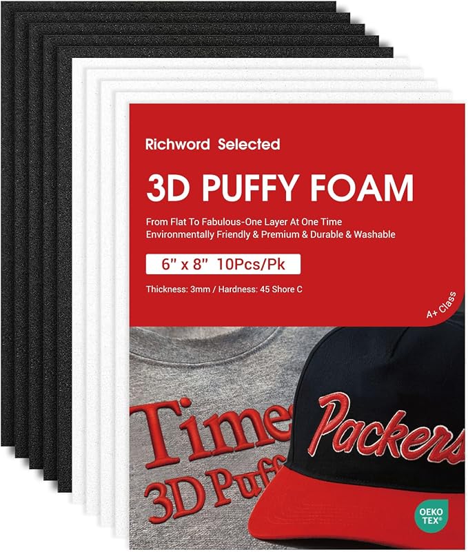Poolin 3D Embroidery Puffy Foam Richword Selected 6"x8" - 3MM Thick - 10PCS -