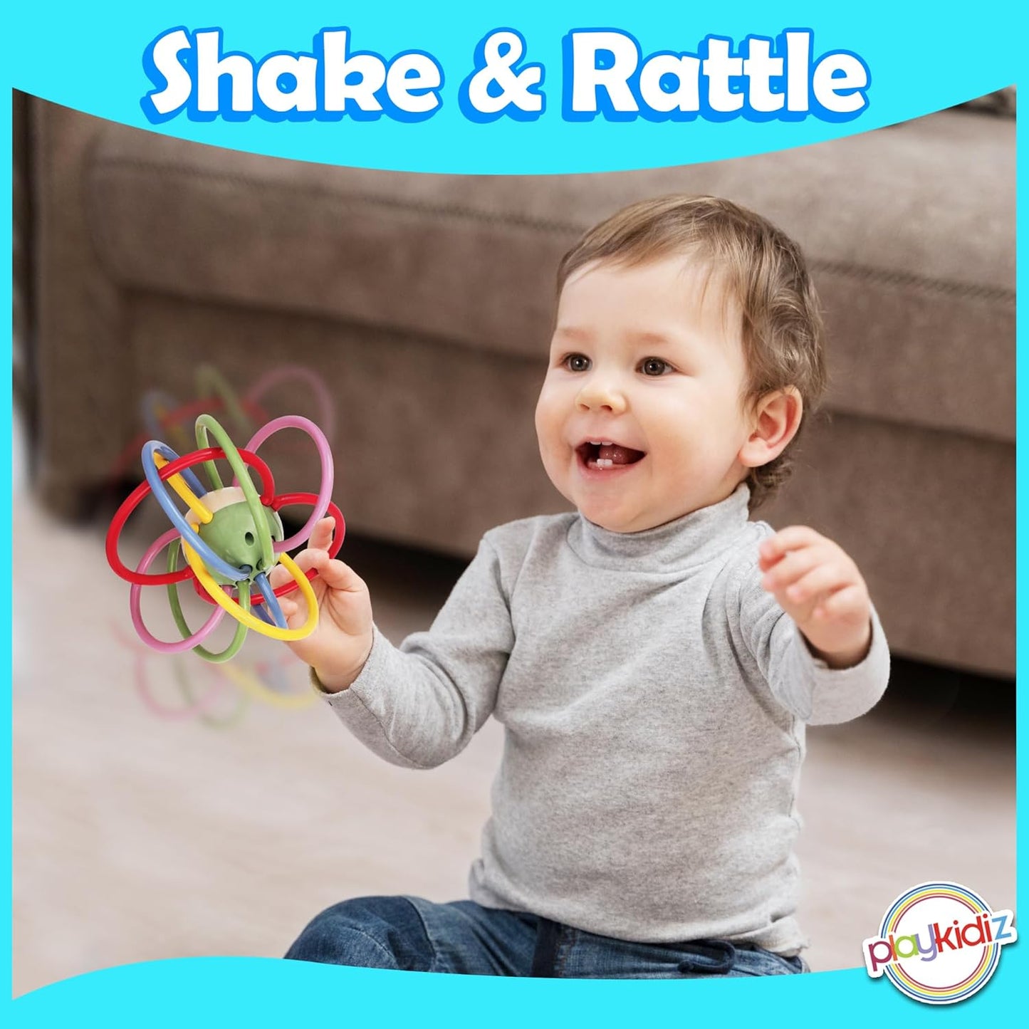 Rattle & Sensory Teether Toys for Babies, Multicolour Soft Teething Tube, Easy to Clean, Developmental Baby Toys 0-6 Months