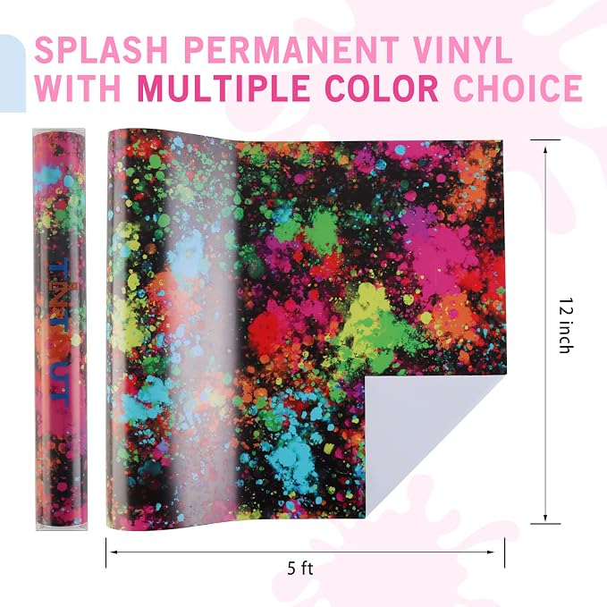 Tintnut Splash Black Permanent Vinyl Roll 12 in x 5ft Adhesive Vinyl Roll |
