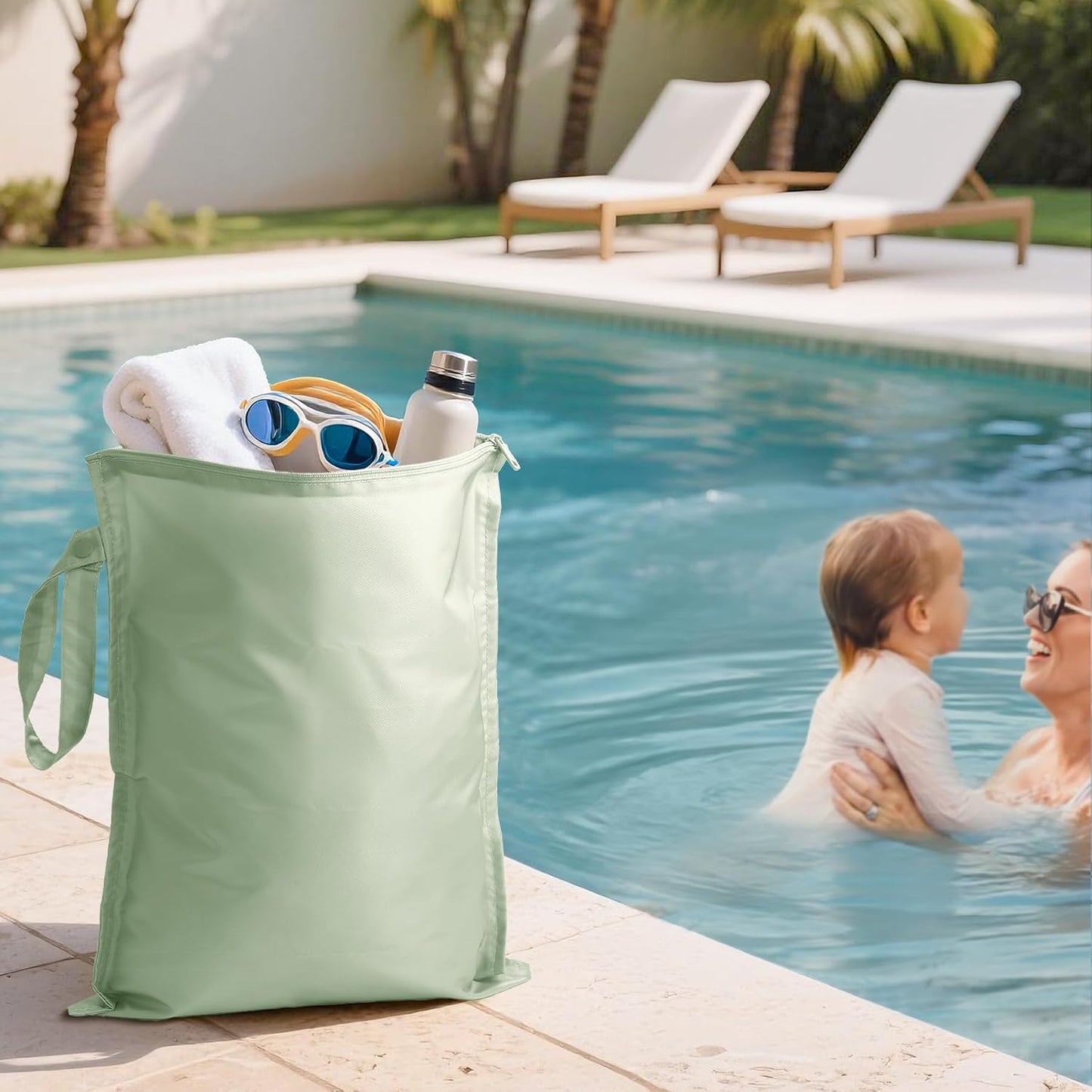 Wet Dry Bags Water Resistant - 2 Pack Reusable Waterproof Wet Dry Bag for Swimsuits & Baby Clothes - Leakproof Storage Pouch Bag for Travel & Baby Diaper - Travel Laundry Daycare Bags