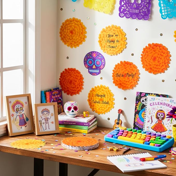 Taobary 24 Pcs 7.09'' Fiesta Flower Cutouts Classroom Bulletin Board