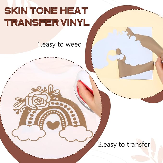 HTVSTD Skin Tone Heat Transfer Vinyl 12 Sheets 12×10in Iron on Vinyl | Netural