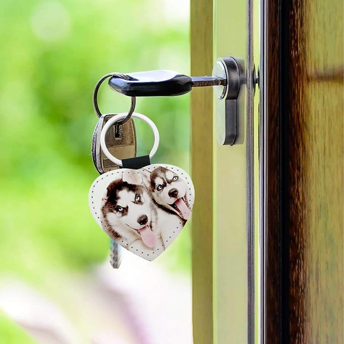12 Pcs Sublimation Blank Keychains, PU Leather White Keychains Ornament Pendants
