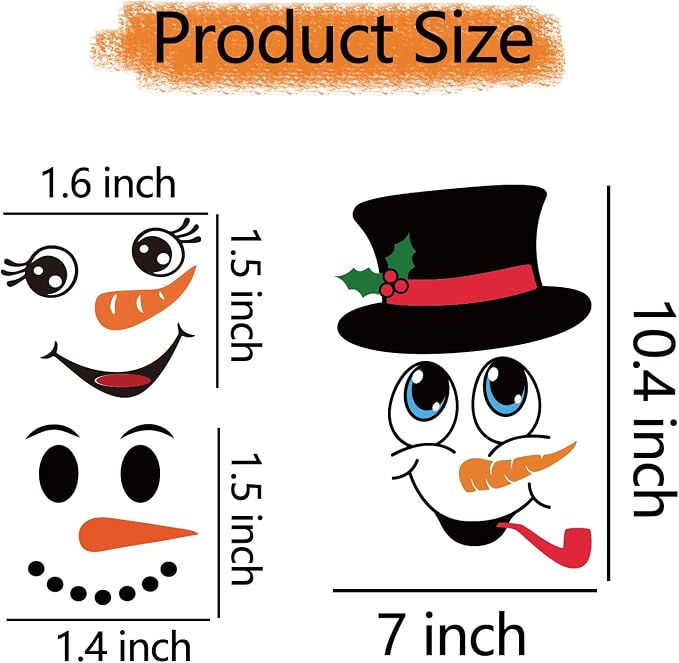 41 PCS Snowman Face Stickers for Crafts Christmas Vinyl Snowman Face Decals for