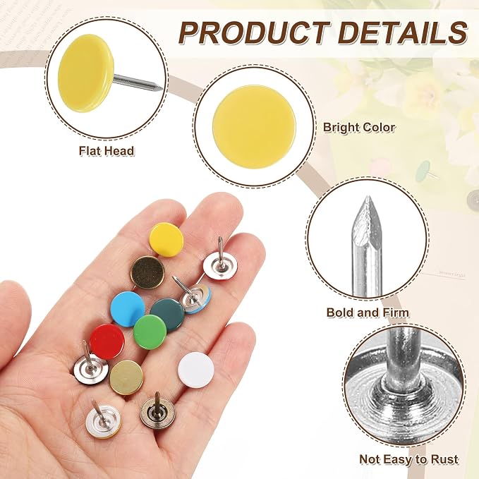 uxcell 150Pcs Upholstery Tacks, 11mmx15mm Flat Head Thumb Tack Decorative