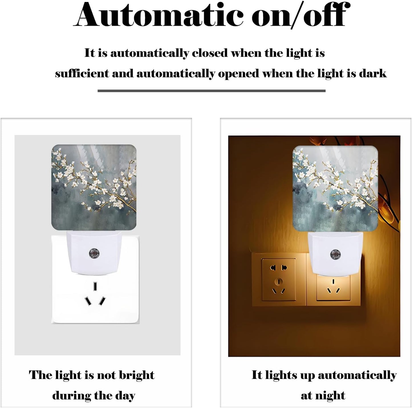 Pure White Flower Night Light,Plug-in Nightlights Auto Sensor Night Lamp Dusk to Dawn Lamp Home Decor for Nursery Children Girls Boys