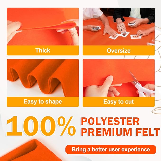 XSEINO Orange Large Felt Fabric 36" X 36 ", 1.4 mm Thick Soft Felt Fabric Sheet