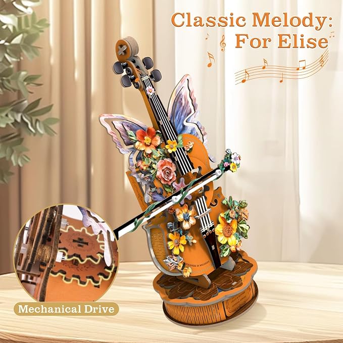 3D Wooden Puzzles for Adults, Cello Music Box