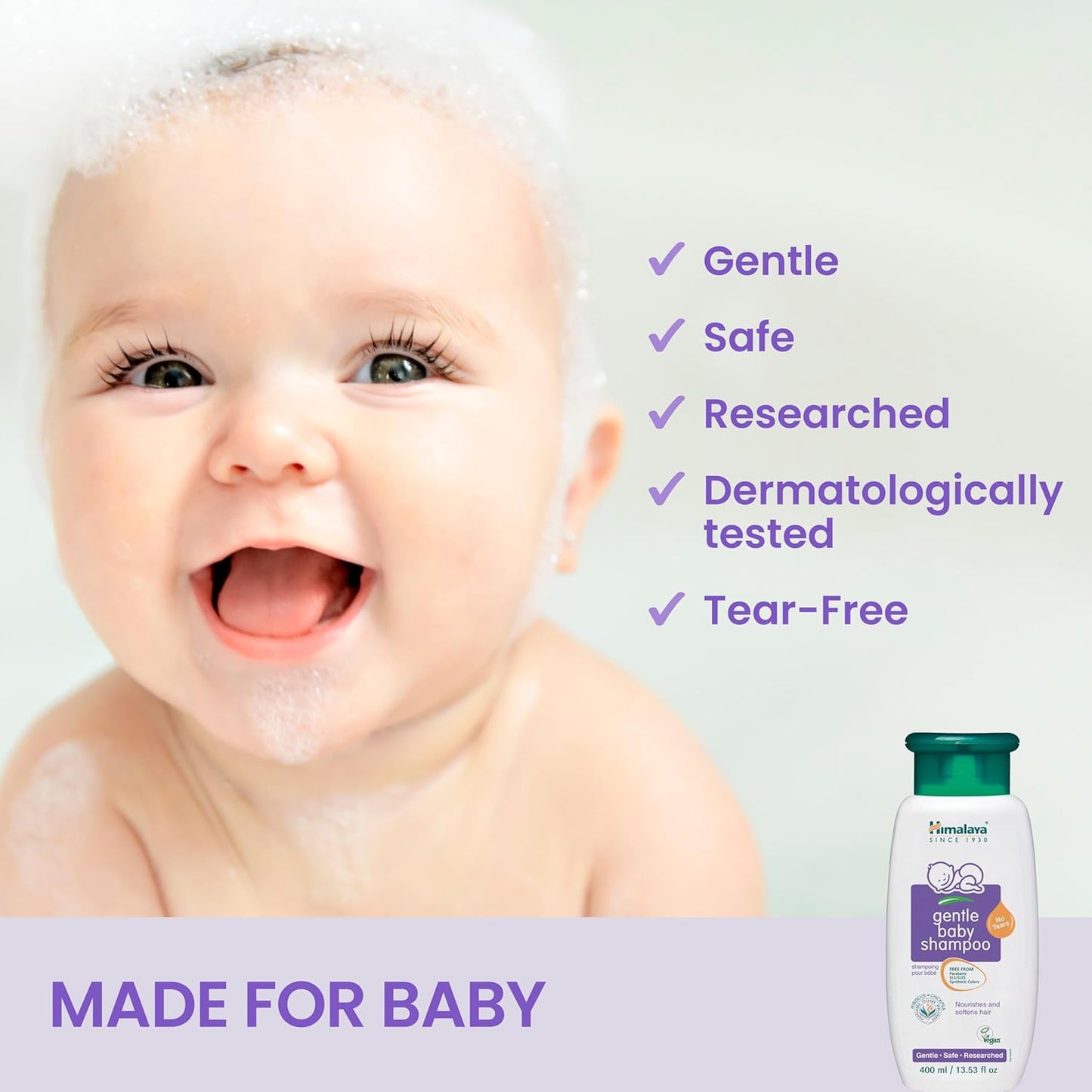 Himalaya Gentle Baby Shampoo for Baby-Soft Hair & Scalp Soothing Moisture, 13.53 oz, 3 Pack…