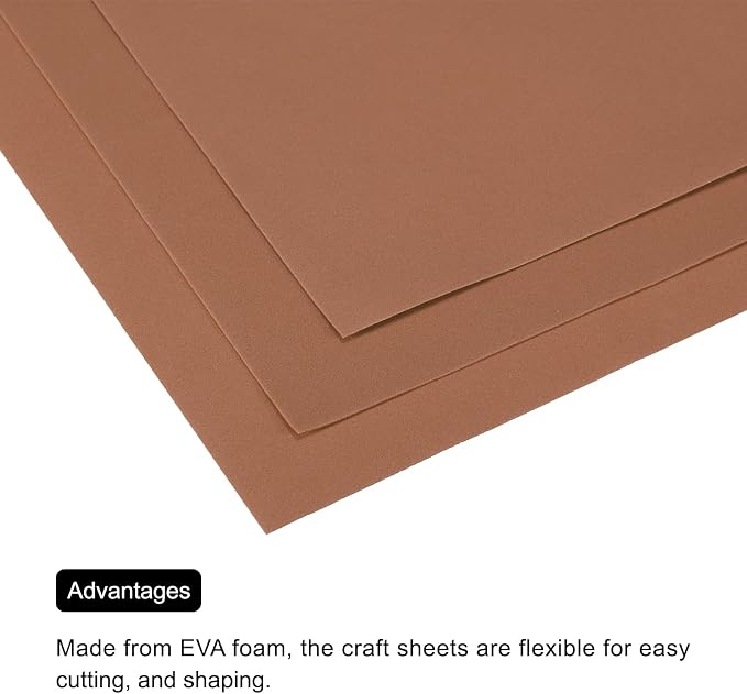 MECCANIXITY EVA Foam Sheets Coffee Brown 19.7 Inch x 19.3 Inch 1mm Thick Crafts