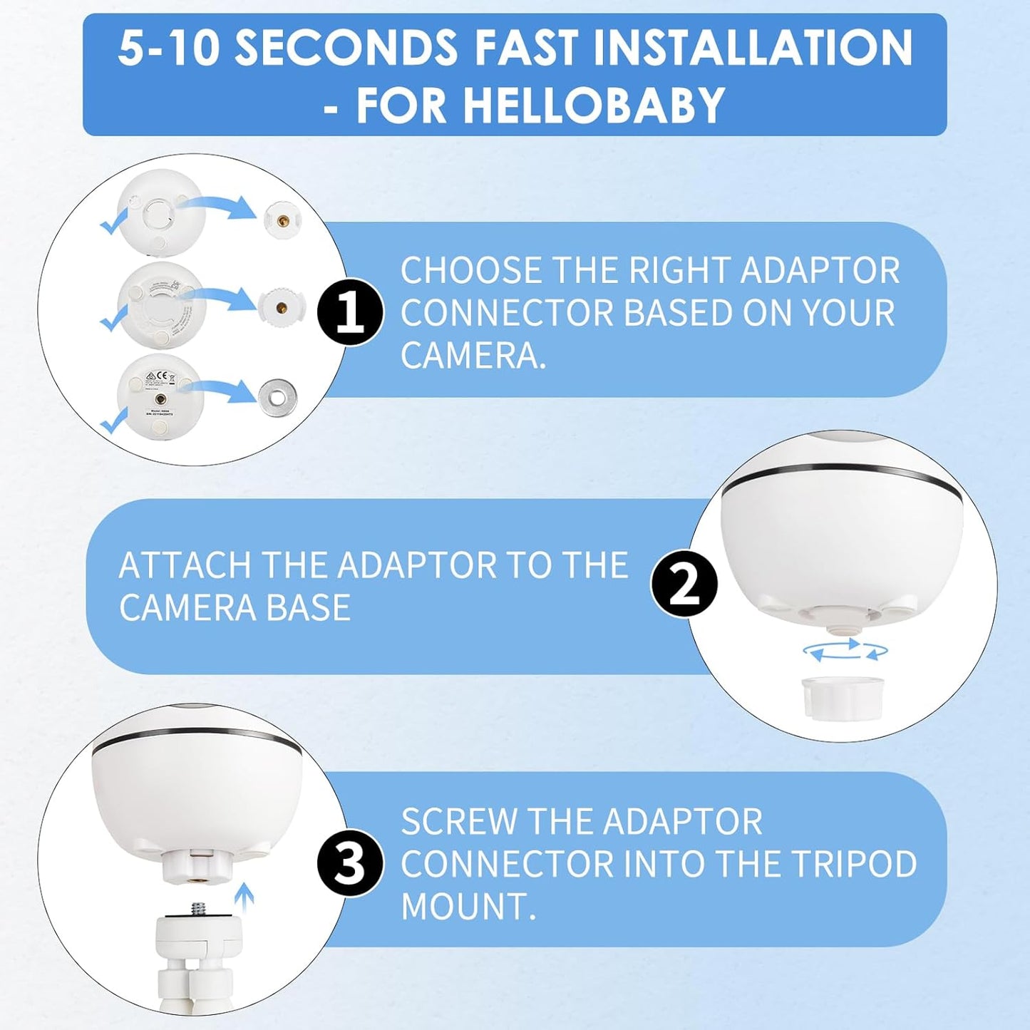 Adjustable Baby Monitor Mount, 7.8'' Tripod Baby Monitor Stand for HelloBaby HB65/HB40/HB6550/HB66/ HB6339/HB6550 Pro, ANMEATE SM935E, Flexible Baby Camera Stand for 1/4 Thread Connection Monitors